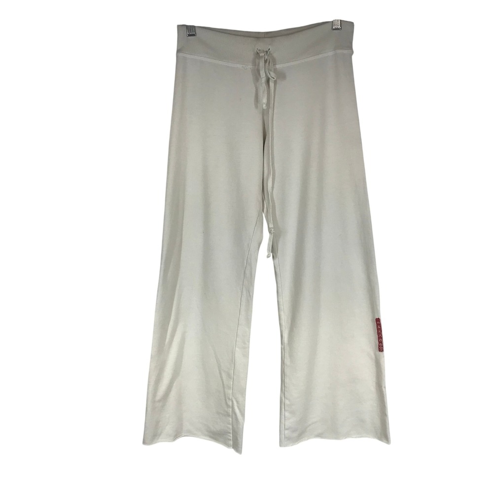 Zensei Off-White Wide Leg Yoga Lounge Pants Drawstring Back Graphic USA Made